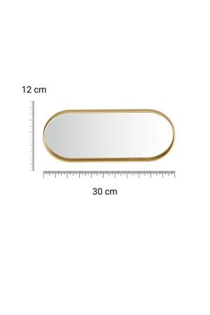 Oval Aynalı Gold 3'lü 12x30 İkramlık Kahve ve Çay Sunum Tepsisi (Çok Amaçlı) - 3