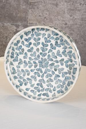 Sedefli 3'lü İndigo Mavi Detaylı Tepsi Seti - 7