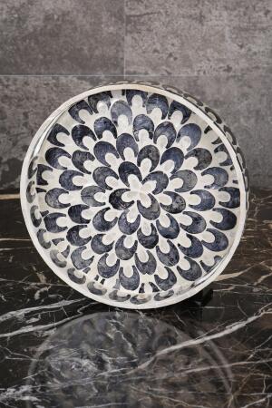 Sedefli 3'lü Siyah Beyaz Sedef Detaylı Tepsi Seti - Angelino Moda (1)