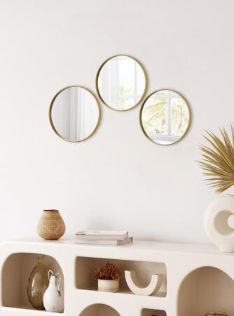 Yuvarlak Aynalı Gold 24x24 İkramlık Kahve ve Çay Sunum Tepsisi (Çok Amaçlı) - Angelino Moda (1)