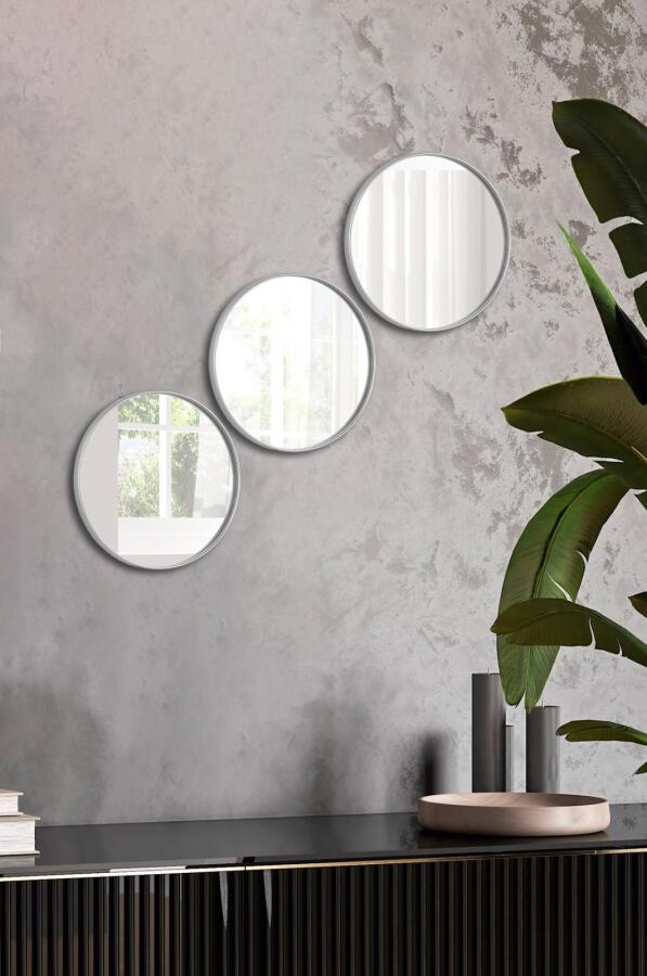 Yuvarlak Aynalı Gümüş 24x24 İkramlık Kahve ve Çay Sunum Tepsisi (Çok Amaçlı) - 2