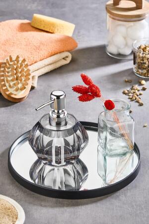 Yuvarlak Aynalı Siyah 24x24 İkramlık Kahve ve Çay Sunum Tepsisi (Çok Amaçlı) - Angelino Moda