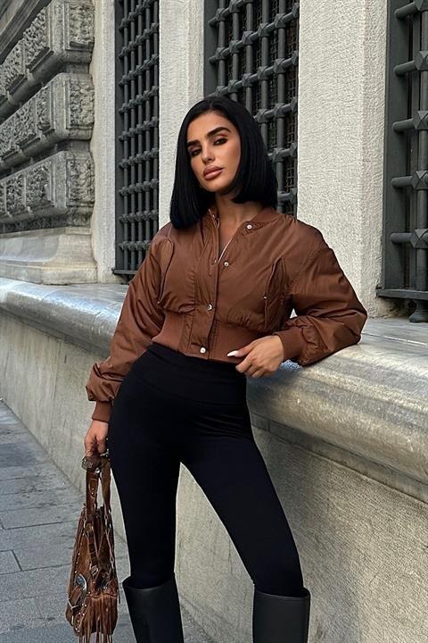 Miecka Crop Bomber Ceket 7022-8 - 1