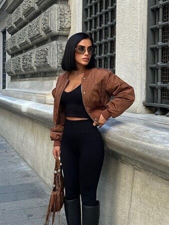 Miecka Crop Bomber Ceket 7022-8 - 3
