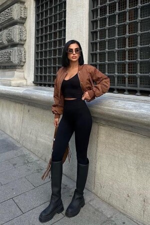Miecka Crop Bomber Ceket 7022-8 - 7