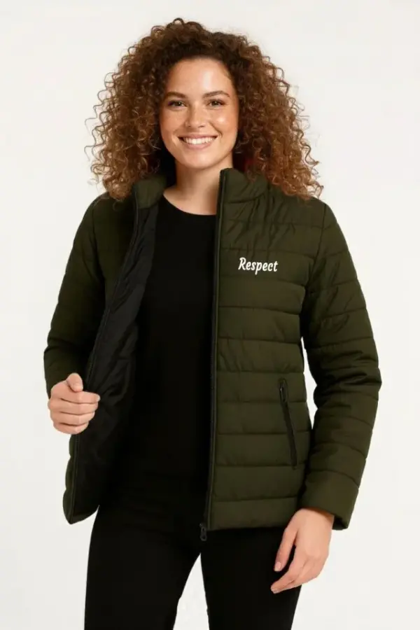 Mikro Su İtici Kapitone Baskılı Astarlı Fermuarlı Bomber Mont - Haki - 2