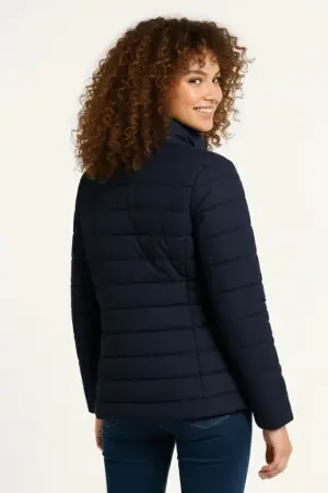 Mikro Su İtici Kapitone Baskılı Astarlı Fermuarlı Bomber Mont - Lacivert - ANGELINO BuyukBedeniz (1)