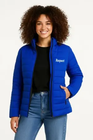 Mikro Su İtici Kapitone Baskılı Astarlı Fermuarlı Bomber Mont - Saks Mavisi - ANGELINO BuyukBedeniz (1)