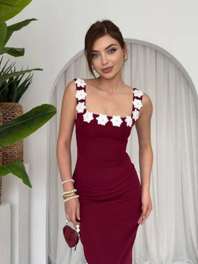 Mıng Çiçek Detaylı Elbise - 1