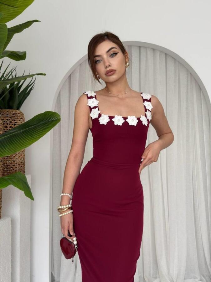 Mıng Çiçek Detaylı Elbise - 3
