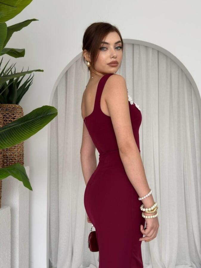 Mıng Çiçek Detaylı Elbise - 5