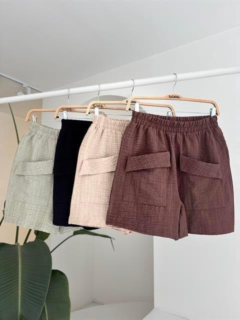 Mini Yelekli Şortlu Keten Takım 10176-08 - 13