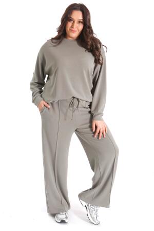 Modal Kumaşlı Yumuşak Dokulu Alt Üst Haki Takım - Angelino Moda