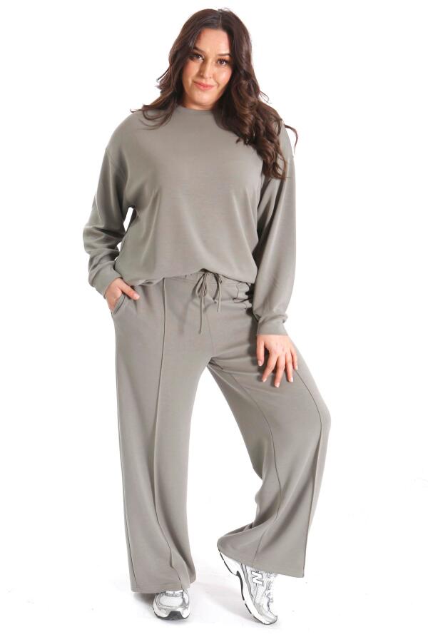 Modal Kumaşlı Yumuşak Dokulu Alt Üst Haki Takım - 1