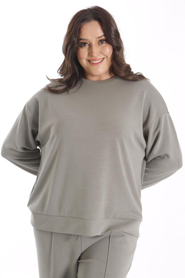 Modal Kumaşlı Yumuşak Dokulu Alt Üst Haki Takım - 4