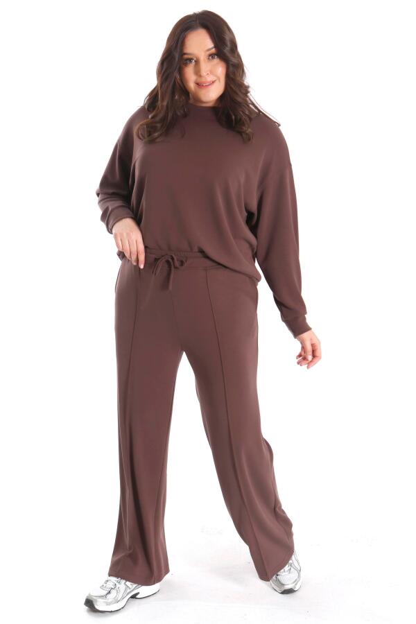 Modal Kumaşlı Yumuşak Dokulu Alt Üst Kahverengi Takım - 3