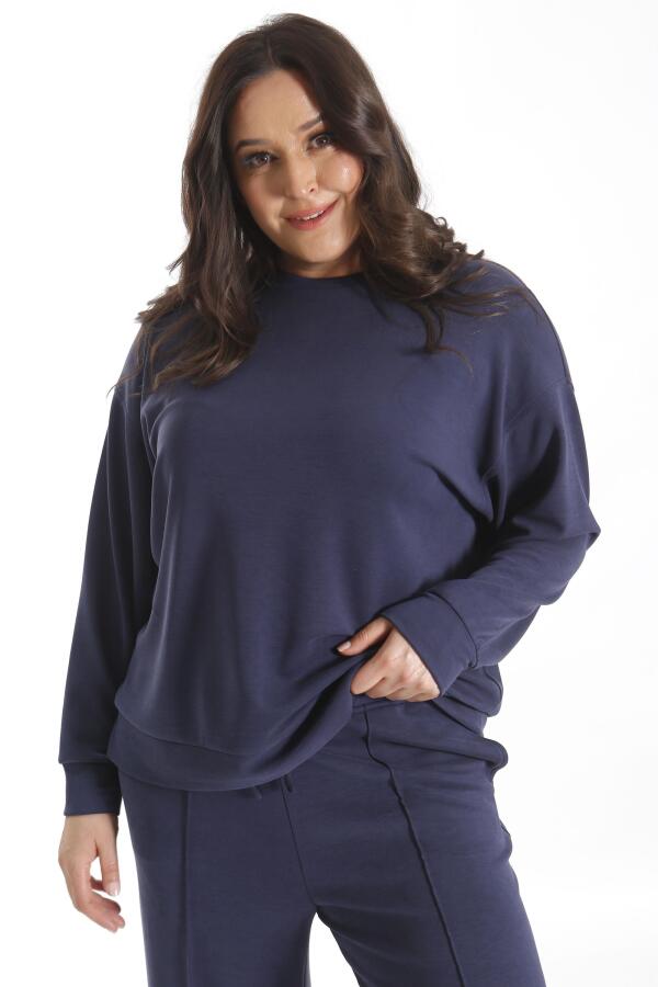 Modal Kumaşlı Yumuşak Dokulu Alt Üst Lacivert Takım - 2