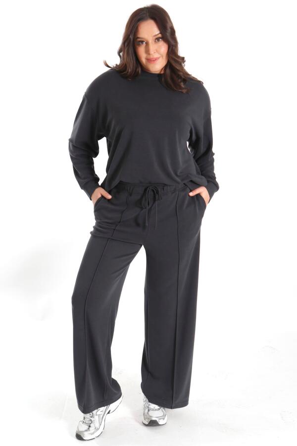 Modal Kumaşlı Yumuşak Dokulu Alt Üst Siyah Takım - 1