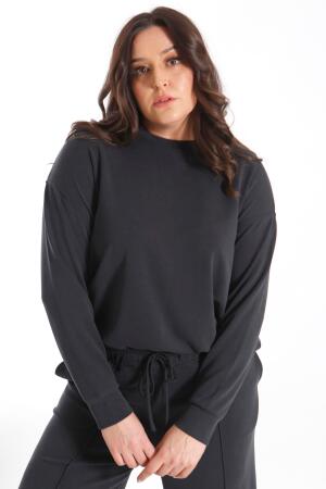 Modal Kumaşlı Yumuşak Dokulu Alt Üst Siyah Takım - Angelino Moda (1)