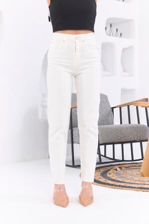 Mom Jeans Beyaz Pantolon - RMG