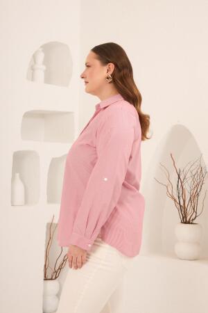 Nakış Detaylı Büyük Beden Gömlek Kırmızı - 4