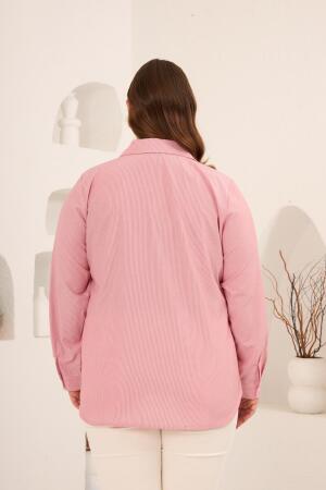 Nakış Detaylı Büyük Beden Gömlek Kırmızı - 5