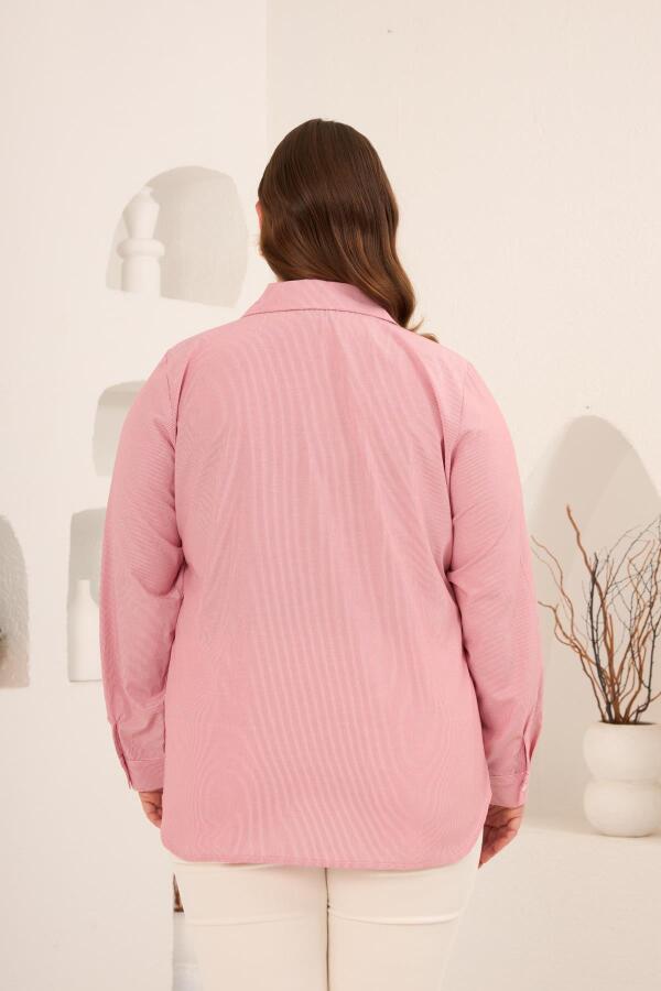 Nakış Detaylı Büyük Beden Gömlek Kırmızı - 5