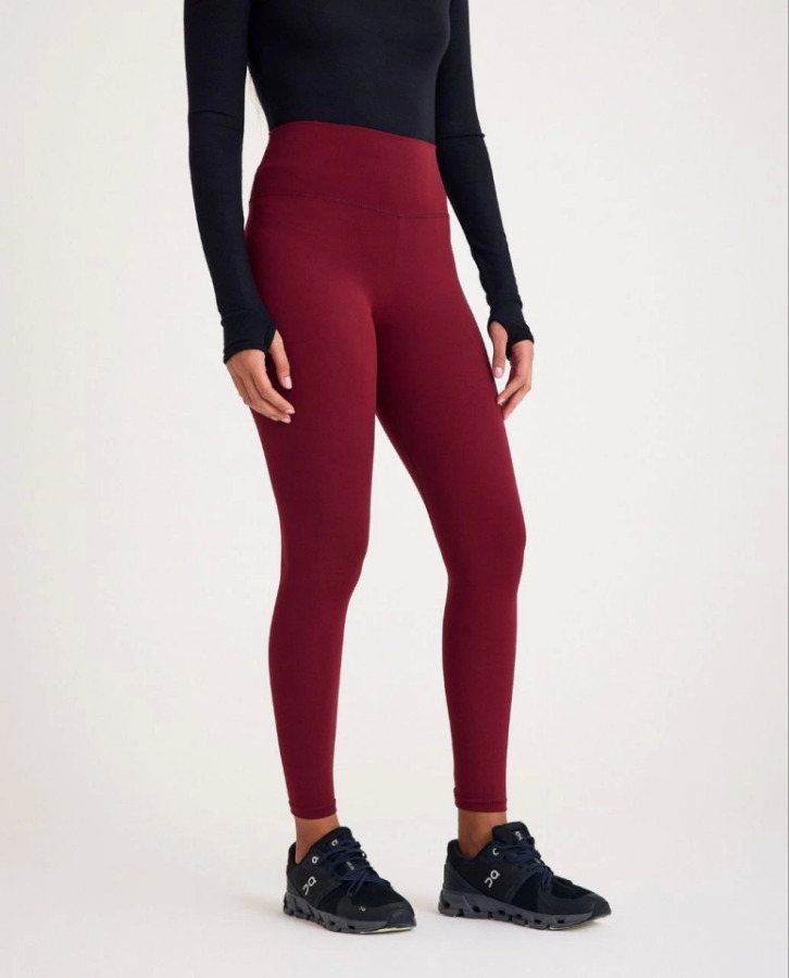 Nonofit Yüksek Bel Düz Sporcu Tayt - Bordo - 1