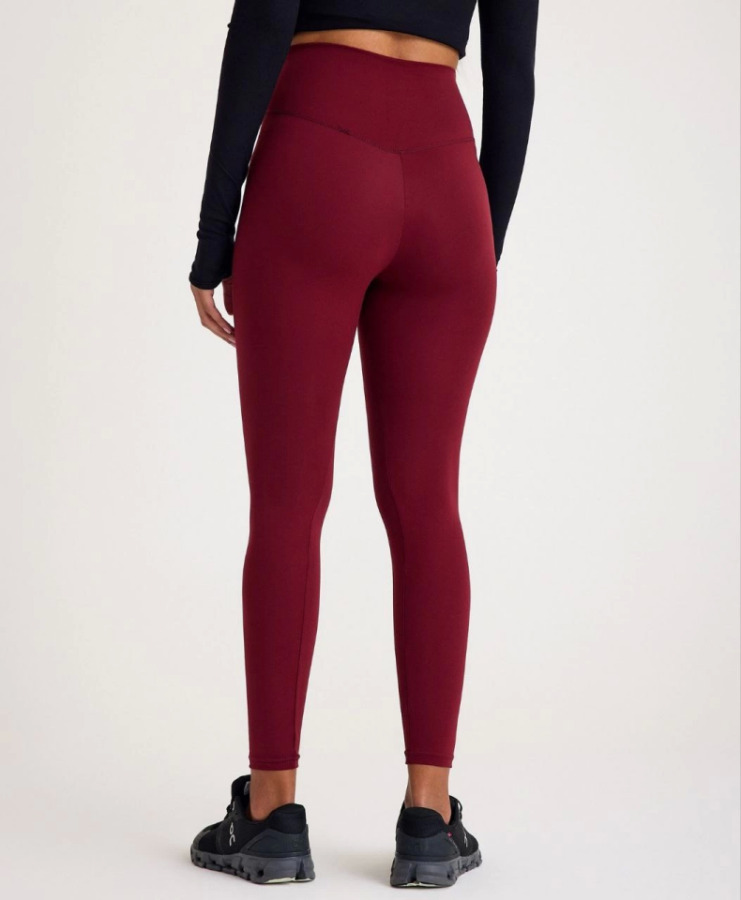 Nonofit Yüksek Bel Düz Sporcu Tayt - Bordo - 4