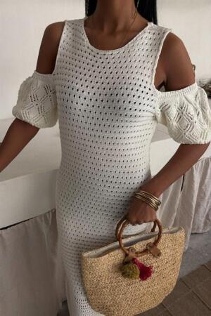 Omuz Detaylı Etek Ücü Püsküllü Triko Elbise 2862 - 3