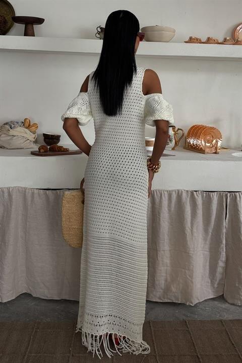 Omuz Detaylı Etek Ücü Püsküllü Triko Elbise 2862 - 4