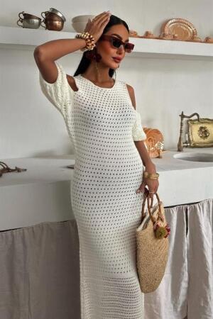 Omuz Detaylı Etek Ücü Püsküllü Triko Elbise 2862 - 5