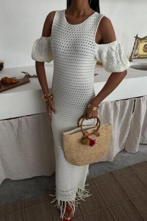 Omuz Detaylı Etek Ücü Püsküllü Triko Elbise 2862 - 7