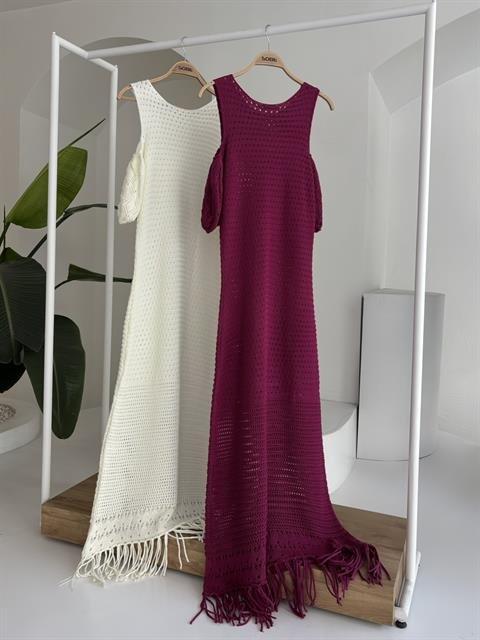 Omuz Detaylı Etek Ücü Püsküllü Triko Elbise 2862 - 8