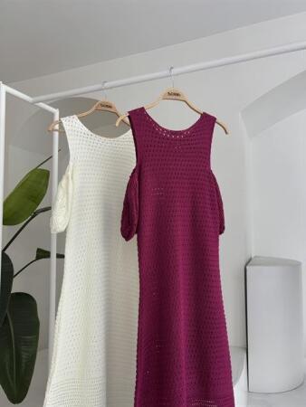 Omuz Detaylı Etek Ücü Püsküllü Triko Elbise 2862 - 9