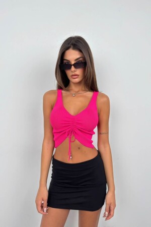 Ön Büzgülü Crop Bluz - 2