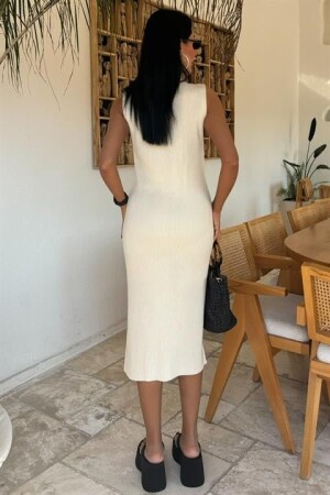 Önü Düğmeli Fitilli Kolsuz Elbise 2832 - 3