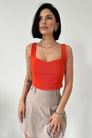 Oranj Askılı Bluz - 1