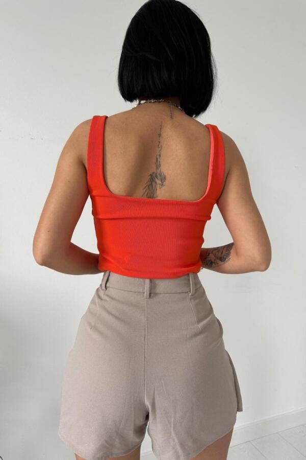 Oranj Askılı Bluz - 3