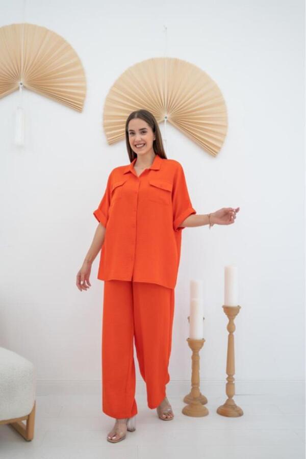 Oranj Gömlek Ve Pantolon Takım - 1