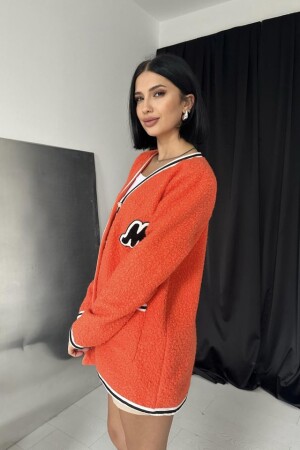 Oranj Şeritli Bukle Hırka - 2