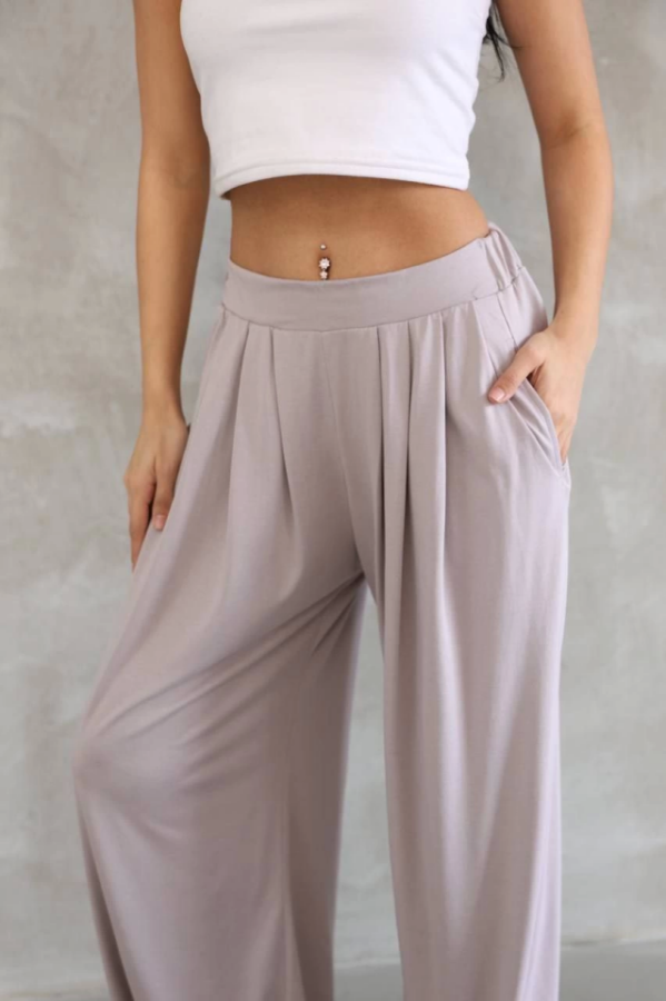 Osy Modal Yumuşak Dokulu Kumaş Boru Paça Salaş Eşofman - Bej - 2