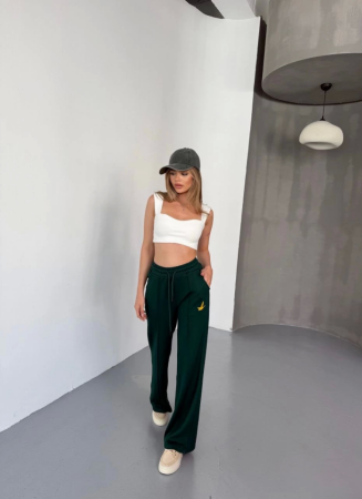 Osy Modal Yumuşak Dokulu Kumaş Nakış Işlemeli Rahat Bol Paça Eşofman Pantalon - Siyah - ANGELINO BuyukBedeniz