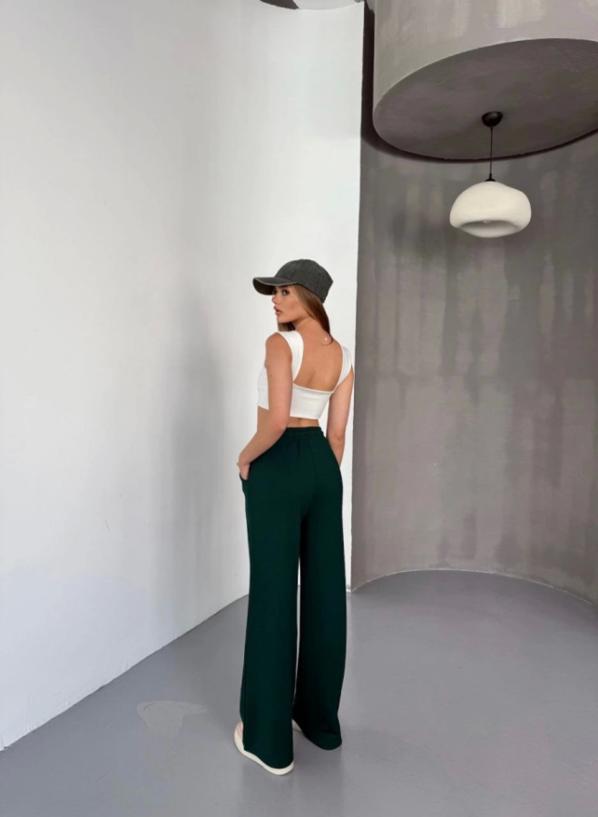 Osy Modal Yumuşak Dokulu Kumaş Nakış Işlemeli Rahat Bol Paça Eşofman Pantalon - Siyah - 2