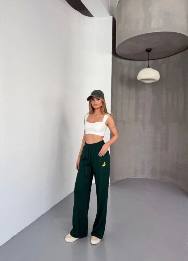 Osy Modal Yumuşak Dokulu Kumaş Nakış Işlemeli Rahat Bol Paça Eşofman Pantalon - Siyah - 3