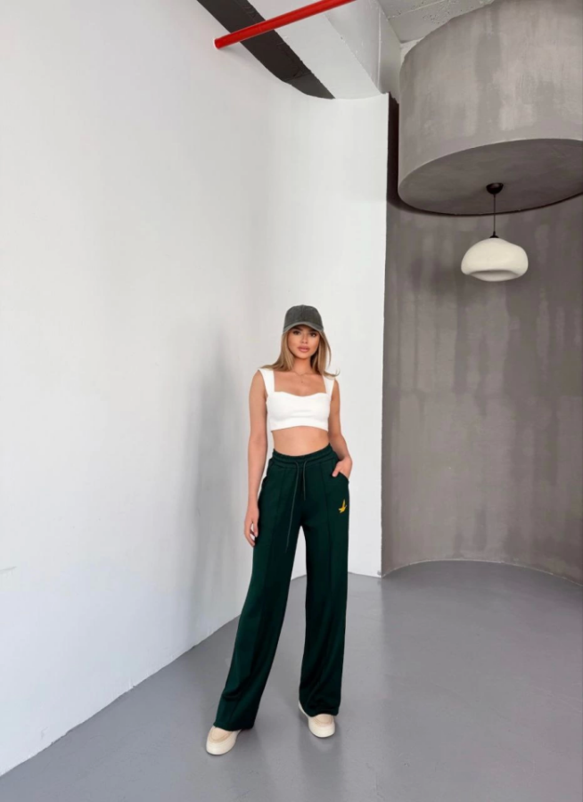 Osy Modal Yumuşak Dokulu Kumaş Nakış Işlemeli Rahat Bol Paça Eşofman Pantalon - Siyah - 4