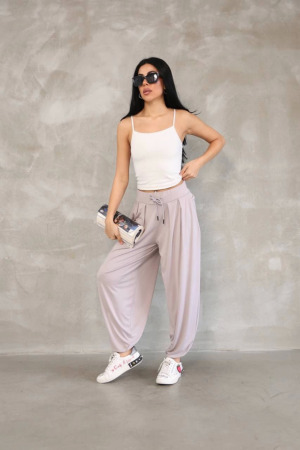 Osy Modal Yumuşak Dokulu Kumaş Şalvar Pantalon - Bej - 1