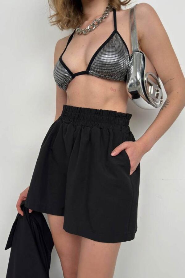 Oversize Gömlek Büzgülü Şort Takım - 4