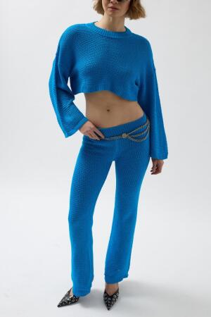 Oversize Triko Bluz Pantolon Takım - 4