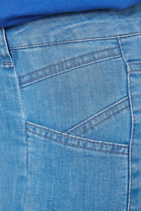 Paça Detaylı Mavi Büyük Beden Kot Pantolon - 4